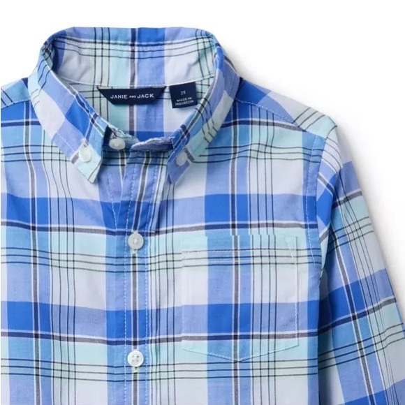 NWT Janie and Jack The Madras Plaid Shirt Blue - Picture 3 of 7